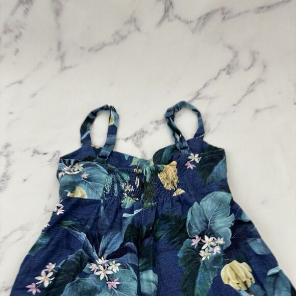 Farm Rio Womens Jumpsuit Size PP Petite Blue Tropical Floral Wide Leg Bananas - Picture 9 of 11